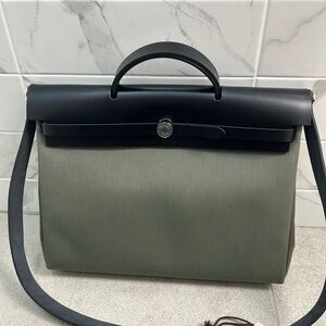 Hermes Herbag 39 Black and Green Men's Bag